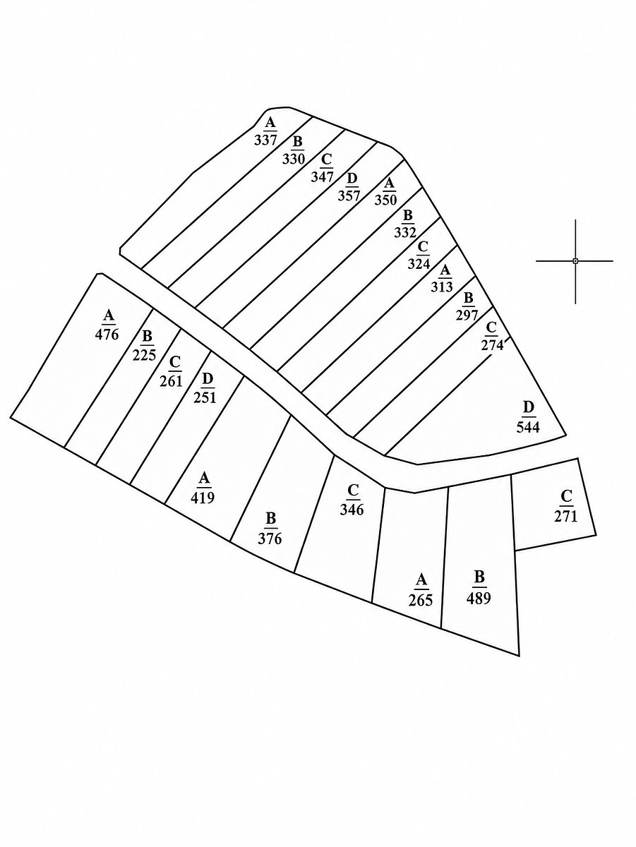 Sơ đồ phân lô cụm Nam Ban – Bãi Công Lake View – các nền A/B/C/D với diện tích 225–544m²