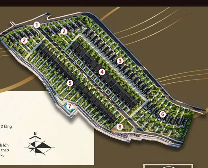 Phối cảnh tổng thể 3D Thiên Vân Village – các dãy biệt thự, công viên, khu tiện ích nhìn từ trên cao