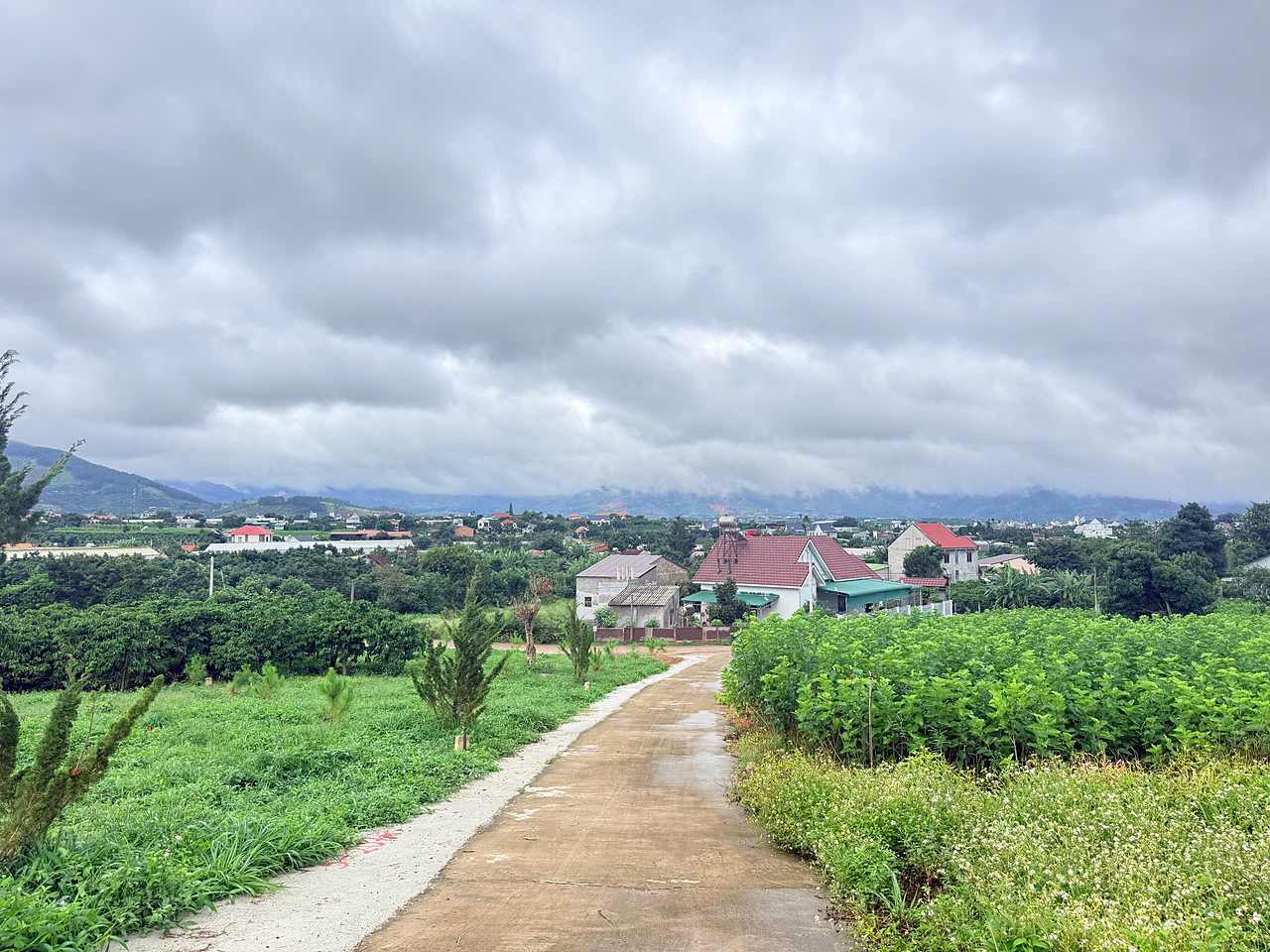 Cụm nền Từ Liêm nhìn toàn cảnh thị trấn Nam Ban, đồi núi phía xa