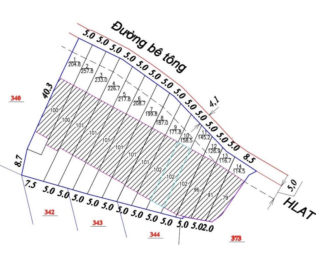 Sơ đồ phân lô cụm 13 nền Từ Liêm Nam Ban – bố cục 13 nền ngang 5m, kích thước cạnh, đường bê tông, hành lang an toàn đường bộ