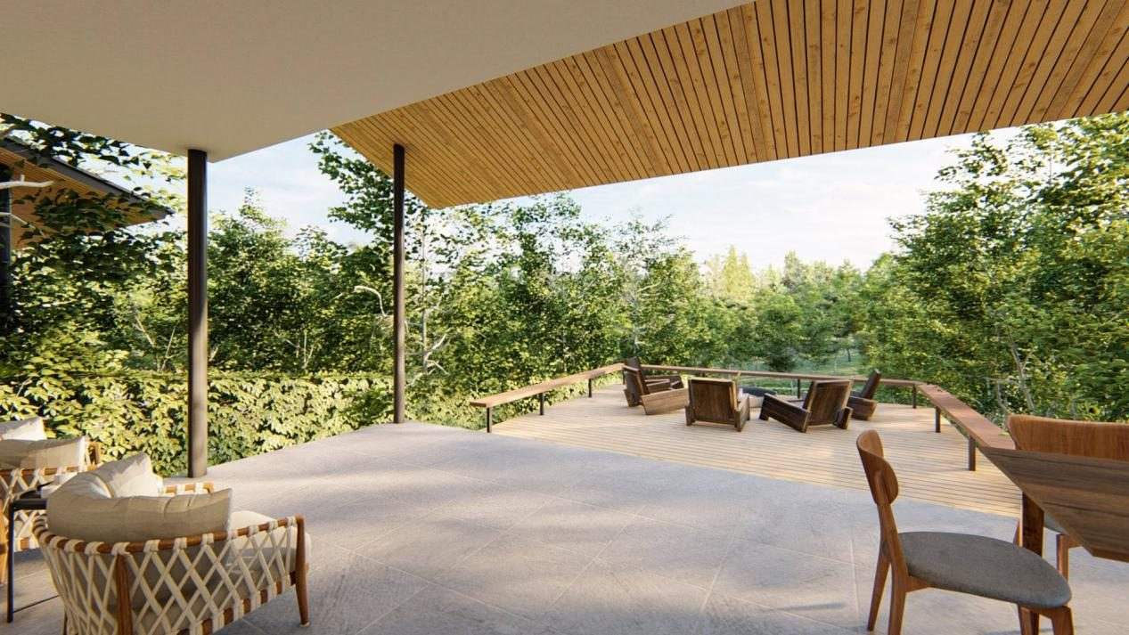 Phối cảnh 3D gợi ý hiên nhà vườn kèm ưu đãi tặng thiết kế – ảnh dựng, chưa xây trên lô Đông Thanh 845m²