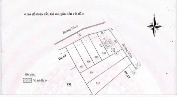 Sơ đồ thửa đất 541 – lô góc 474m² Nam Ban, 2 mặt tiền đường nhựa, phần đất ở 111m²