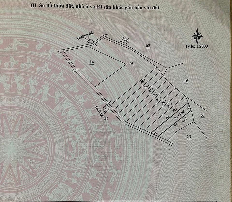 Sơ đồ vị trí thửa 93/1006 Nam Ban – giáp suối, đường đất, tỷ lệ 1:2000
