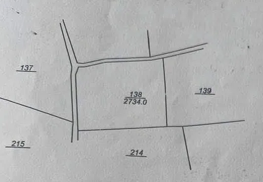 Sơ đồ thửa 138 (2.734m²) TT Nam Ban – đất vuông, 2 mặt tiền đường, giáp các thửa 137, 139, 214, 215
